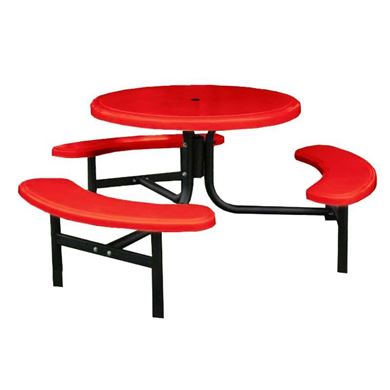 Cafe 6 42" Round Fiberglass Picnic table with Powder Coated Steel Frame
