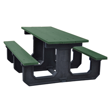 Picnic Tables 6 ft. Rectangular Recycled Plastic Picnic Table, 'Walk Thru' Style With Three Legs, 475 lbs.