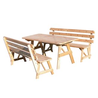 Traditional Table with Backed Benches