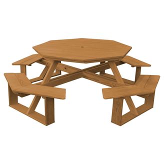 Amish Cedar Wood Table with Attached Benches