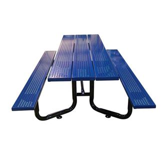ADA 10 ft. Rectangular Picnic Table Perforated Steel, Surface Mount / Portable