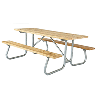 8 Ft. Rectangle Wooden Picnic Table With Welded 1 5/8" Frame