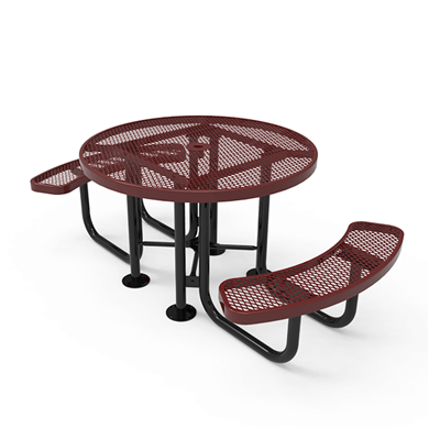 46" ELITE 2-Seat Round Thermoplastic Picnic Table - Expanded Metal