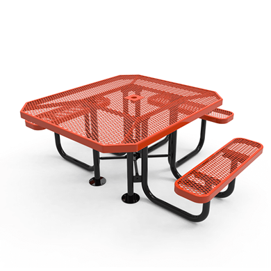 46" x 54” ADA ELITE 3-Seat Octagon Thermoplastic Picnic Table - Expanded Metal