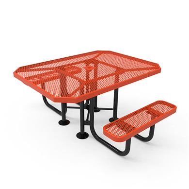 46" x 62” ADA ELITE 2-Seat Octagon Thermoplastic Picnic Table - Expanded Metal