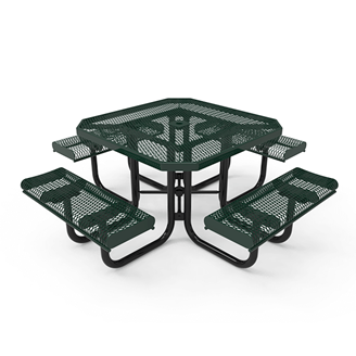46" ELITE Rolled Edged Octagonal Thermoplastic Steel Picnic Table - Expanded Metal