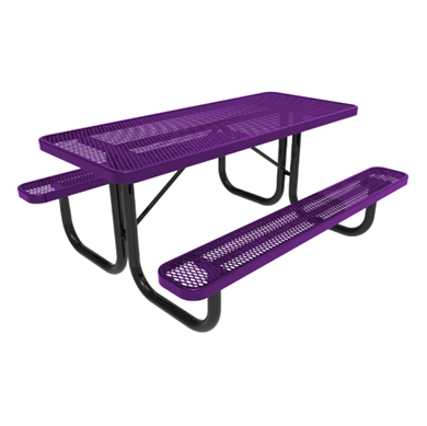 4 Ft. ELITE Rectangular Thermoplastic Steel Picnic Table  - Expanded Metal