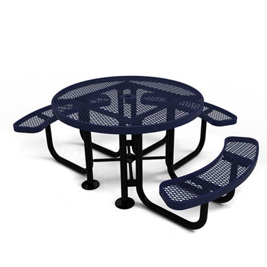 46" ELITE 3-Seat Round Thermoplastic Picnic Table - Expanded Metal