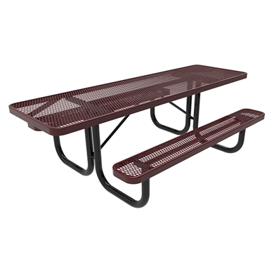 8 ft. ELITE ADA Double End Rectangular Thermoplastic Steel Picnic Table - Expanded Metal