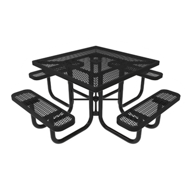 46" ELITE Square Thermoplastic Steel Picnic Table  - Expanded Metal