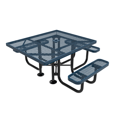 46" x 54” ADA ELITE 3-Seat Square Thermoplastic Picnic Table - Expanded Metal