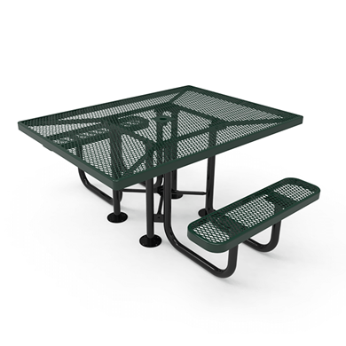 46" x 62” ADA ELITE 2-Seat Square Thermoplastic Picnic Table - Expanded Metal
