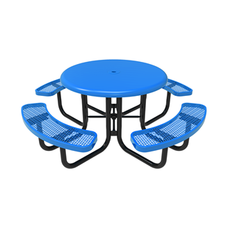 46" ELITE Round Solid Top Thermoplastic Steel Picnic Table - Expanded Metal