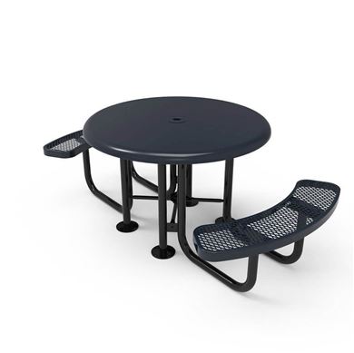 46" ELITE 2-Seat Solid Top Round Thermoplastic Picnic Table - Expanded Metal