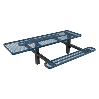 8 ft. ELITE ADA Single End Rectangular Thermoplastic Steel Double Pedestal Picnic Table - Inground Mount Expanded Metal
