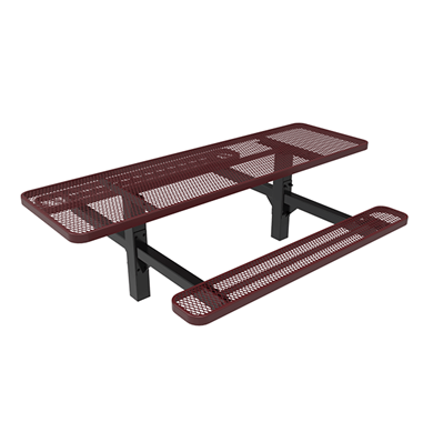 8 ft. ELITE ADA Double End Rectangular Thermoplastic Steel Double Pedestal Picnic Table - Inground Mount Expanded Metal