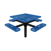 46" ELITE Square Thermoplastic Steel Pedestal Picnic Table - Inground Mount Expanded Metal