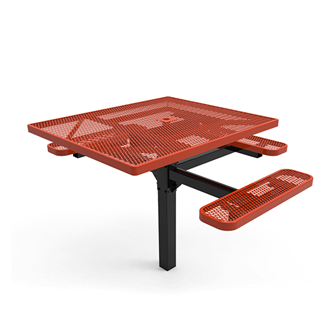 46" X 54” ADA ELITE 3-Seat Square Thermoplastic Pedestal Picnic Table - Inground Mount Expanded Metal