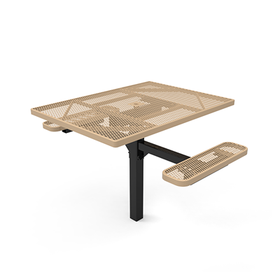 46" x 62” ADA ELITE 2-Seat Square Thermoplastic Pedestal Picnic Table - Inground Mount - Expanded Metal