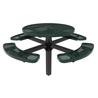46" ELITE Round Thermoplastic Steel Pedestal Picnic Table - Inground Mount - Expanded Metal