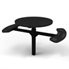 46" ELITE 2-Seat Round Thermoplastic Pedestal Picnic Table - Inground Mount - Perforated Metal