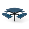 46" ELITE Octagon Rolled Edge Thermoplastic Steel Pedestal Picnic Table - Inground Mount - Perforated Metal