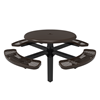 46" ELITE Solid Top Round Thermoplastic Steel Pedestal Picnic Table - Inground Mount - Expanded Metal