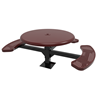 46" ELITE Solid Top 3-Seat Round Thermoplastic Pedestal Picnic Table - Surface Mount - Perforated Metal