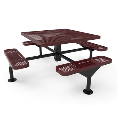 46” ELITE Nexus Square Thermoplastic Steel Picnic Table - Surface Mount - Expanded Metal