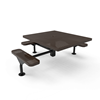 46” x 54” ELITE Nexus 3-Seat Square Thermoplastic Steel Picnic Table - Surface Mount - Perforated Metal