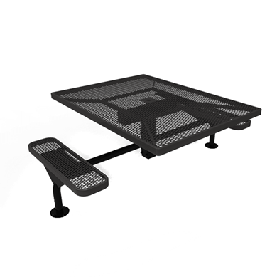 46” X 62” ELITE Nexus 2-Seat Square Thermoplastic Steel Picnic Table - Surface Mount - Expanded Metal