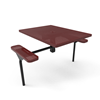 46” X 62” ELITE Nexus 2-Seat Square Thermoplastic Steel Picnic Table - Inground Mount - Perforated Metal