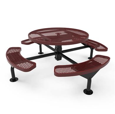 46” ELITE Nexus Round Thermoplastic Steel Picnic Table - Surface Mount - Expanded Metal