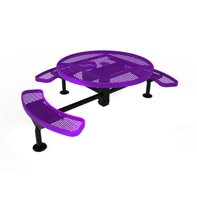 46” ELITE Nexus 3-Seat Round Thermoplastic Steel Picnic Table - Surface Mount - Expanded Metal