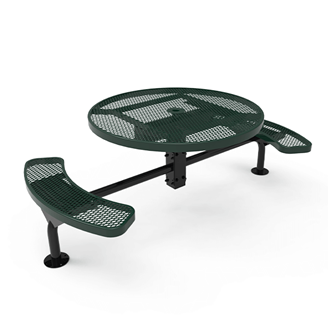 46” ELITE Nexus 2-Seat Round Thermoplastic Steel Picnic Table - Surface Mount - Expanded Metal