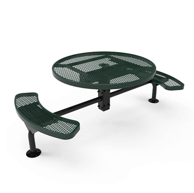 46” ELITE Nexus 2-Seat Round Thermoplastic Steel Picnic Table - Surface Mount - Expanded Metal