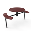 46” ELITE Nexus 2-Seat Round Thermoplastic Steel Picnic Table - Inground Mount - Perforated Metal
