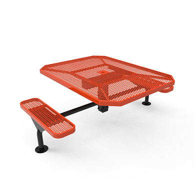 46" x 62”  ELITE Nexus 2-Seat Octagon Thermoplastic Steel Picnic Table - Surface Mount - Expanded Metal