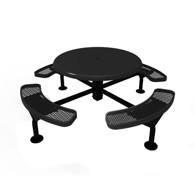 46” ELITE Nexus Round Solid Top Thermoplastic Steel Picnic Table - Surface Mount - Expanded Metal