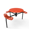 46” ELITE Nexus 3-Seat Round Solid Top Thermoplastic Steel Picnic Table - Inground Mount - Expanded Metal