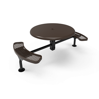 46” ELITE Nexus 2-Seat Round Solid Top Thermoplastic Steel Picnic Table - Surface Mount - Expanded Metal
