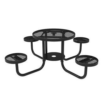36" ELITE Round Thermoplastic Steel Picnic Table with Four 16” Round Seats - Expanded Metal
