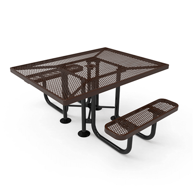 46" X 62” ADA RHINO 2-Seat Octagon Thermoplastic Picnic Table - Expanded Metal