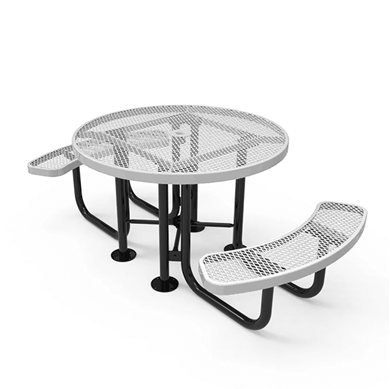 46" RHINO 2-Seat Round Thermoplastic Picnic Table - Expanded Metal