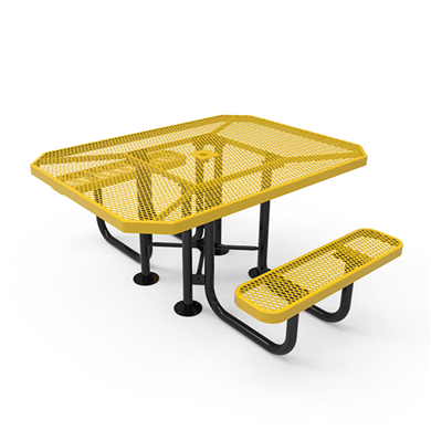 46" x 62” ADA RHINO 2-Seat Octagon Thermoplastic Picnic Table - Expanded Metal