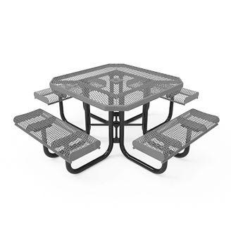46" RHINO Rolled Edged Octagonal Thermoplastic Steel Picnic Table - Expanded Metal
