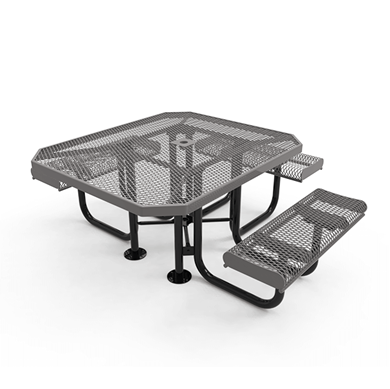 46" x 54” ADA RHINO Rolled Edge 3-Seat Octagon Thermoplastic Picnic Table - Expanded Metal