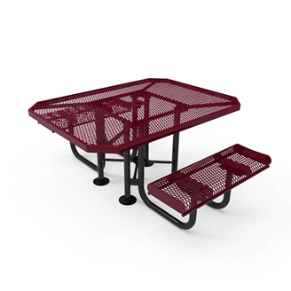46" x 62” ADA RHINO Roll Edge 2-Seat Octagon Thermoplastic Picnic Table - Expanded Metal