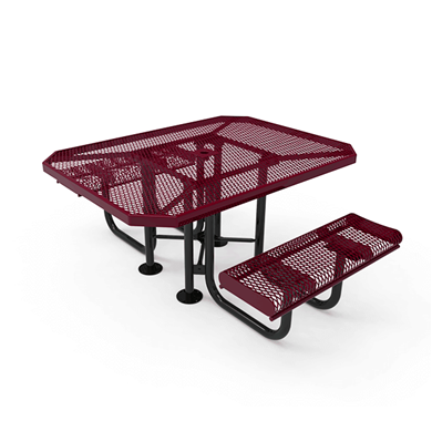 46" x 62” ADA RHINO Roll Edge 2-Seat Octagon Thermoplastic Picnic Table - Expanded Metal