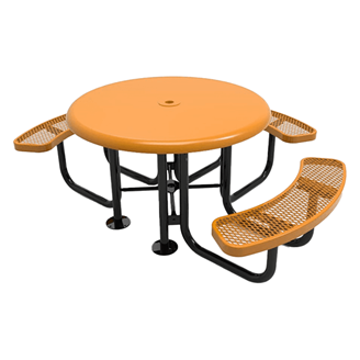 46" RHINO 3-Seat Solid Top Round Thermoplastic Picnic Table - Expanded Metal